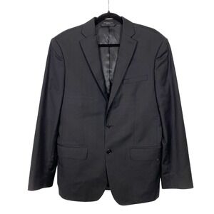 John Varvatos 40R Blazer Jacket Sport Coat Wool Solid Black 2 Button Luxury Suit